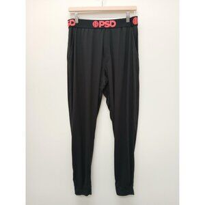 PSD Mens Lounge Pants Joggers Black Tapered Leg Stretch  Size Medium
